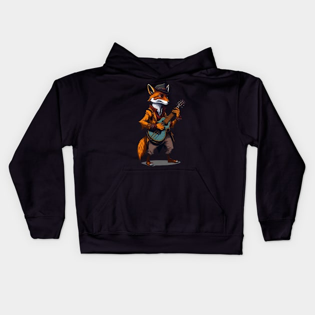 Mandolin Fox Kids Hoodie by SergioCoelho_Arts